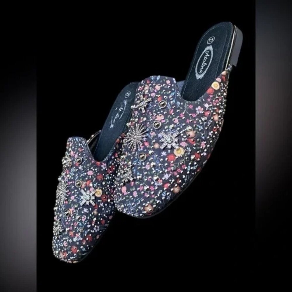 ATALINA 7 COMFY UNIQUE ACCENTED SLIDES FAIRY WHIMSY WITCHY FLASHY SHINY MERMAID - Picture 12 of 15